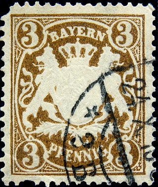 Германия , Бавария 1890 год . Герб Баварии . 003 pf. Каталог 8,50 € (1)
